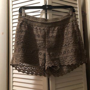 Crochet Shorts Overlay Lace Knit White Brown Ivory Mixed Brands Size M